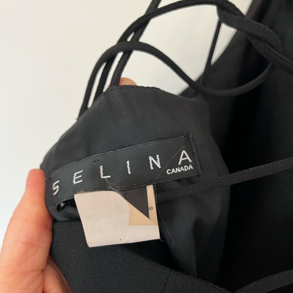 Vintage Selina Canada Black Midi Dress Sleek Sleeveless Minimalist Style SZ 12 - Picture 5 of 7